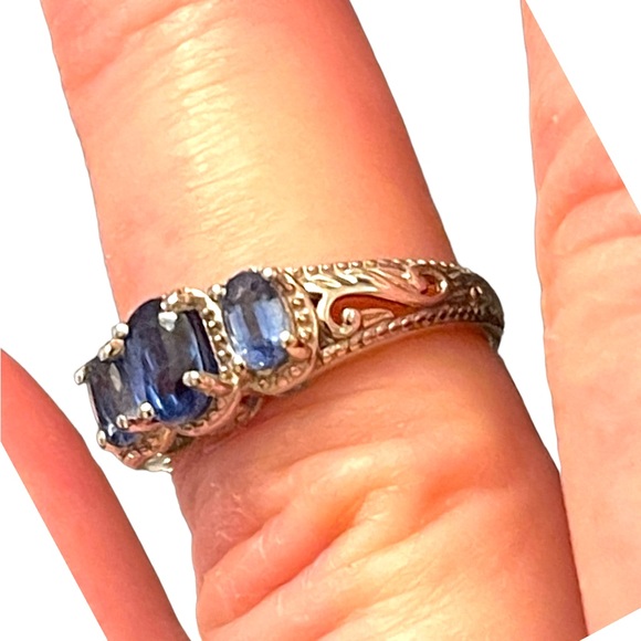 Stunning DJOY sapphire sterling silver ornate 925 ring high quality design - Picture 8 of 11